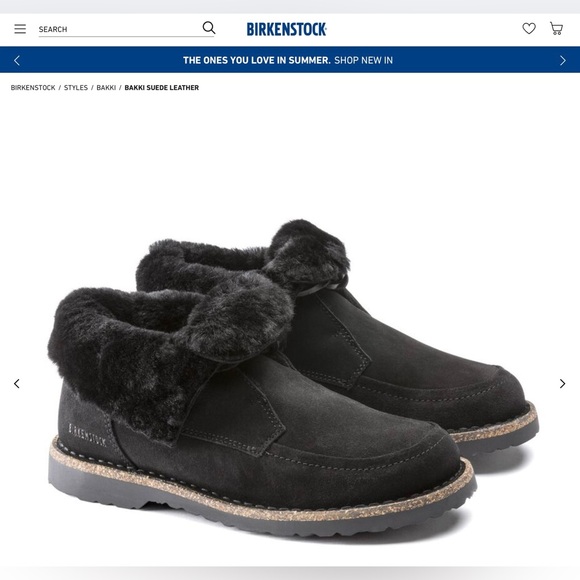 BIRKENSTOCK Bakki Ankle Fold Over Black Boots Suede Shearling Women US 5/EU 36 - Picture 1 of 16